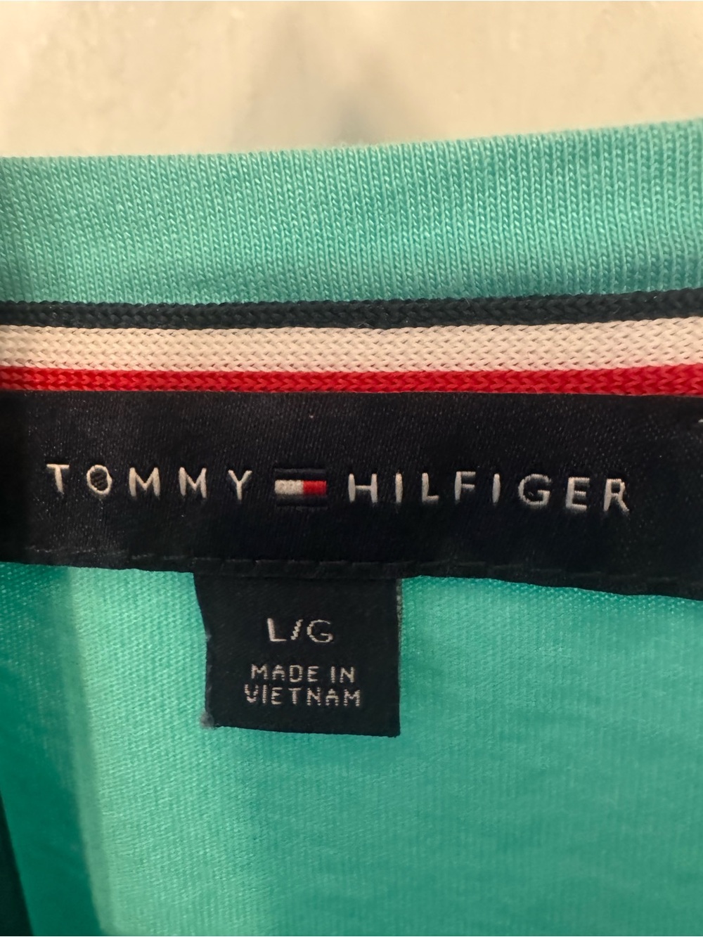 Tommy Hilfiger Women's Tie-Front Crop Tee in Aqua Green Large - Picture 3 of 5
